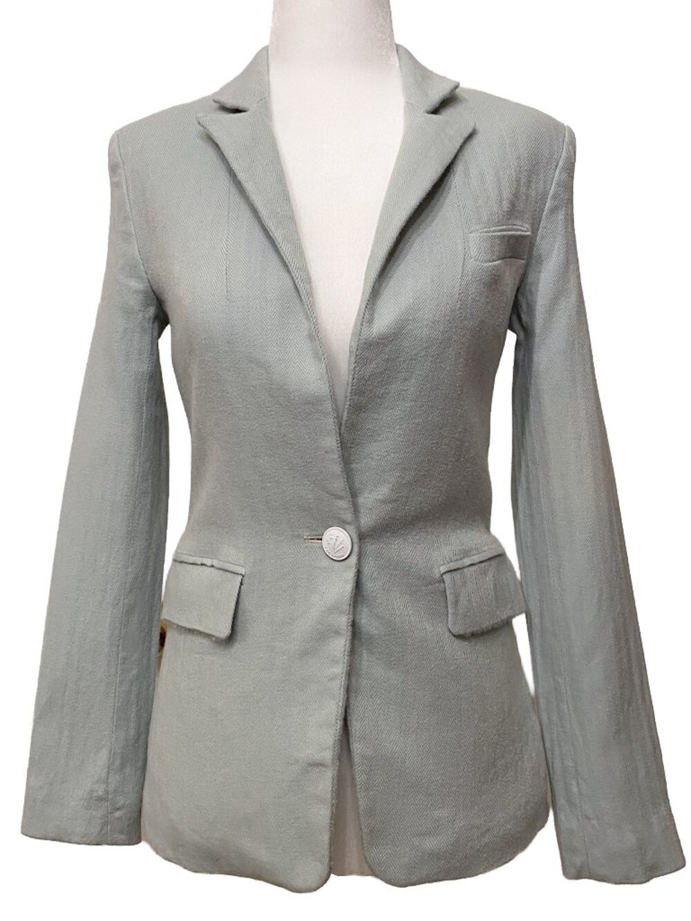 RAG & BONE Light Blue Herringbone Wool Blazer Sz 0 Preppy Rylie